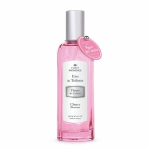 eau de toilette à la fleur de cerisier dans un flacon en verre cannelé rétro