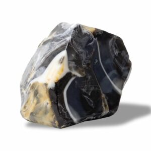 Savon pierre précieuse Onyx Noir SoapRocks® noir blanc et doré